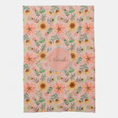 Kleurrijke Lente Bloemen Meisjesnaam Monogram Theedoek (Verticaal)