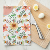 Kleurrijke Lente Bloemen Meisjesnaam Monogram Theedoek (Quarter Fold)