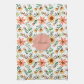 Kleurrijke Lente Bloemen Meisjesnaam Monogram Theedoek (Verticaal)