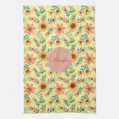 Kleurrijke lente bloemen meisjesnaam Monogram Theedoek (Verticaal)