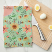 Kleurrijke Lente Bloemen Meisjesnaam Monogram Theedoek (Quarter Fold)