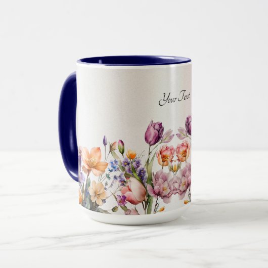 Kleurrijke lente bloemen mok (Voorkant links)