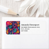 Kleurrijke Lente Bloemen Patroon Adres Etiket (Insitu)