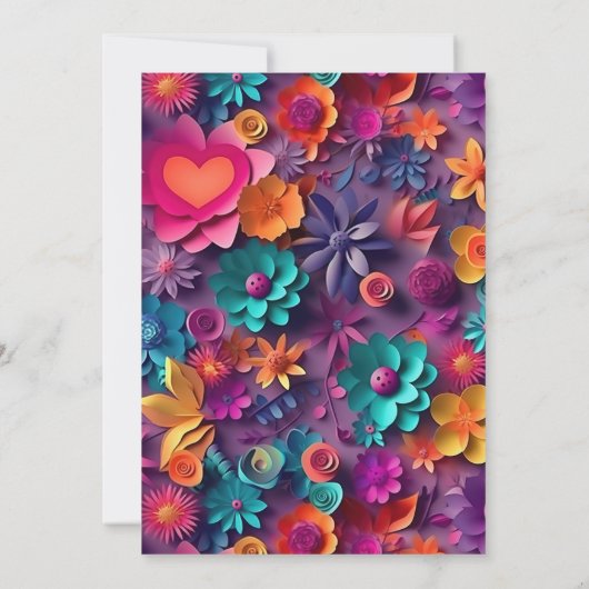 Kleurrijke Lente Bloemen Patroon Bruiloft Save The Date (Achterkant)