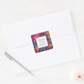 Kleurrijke Lente Bloemen Patroon Business Vierkante Sticker (Envelop)