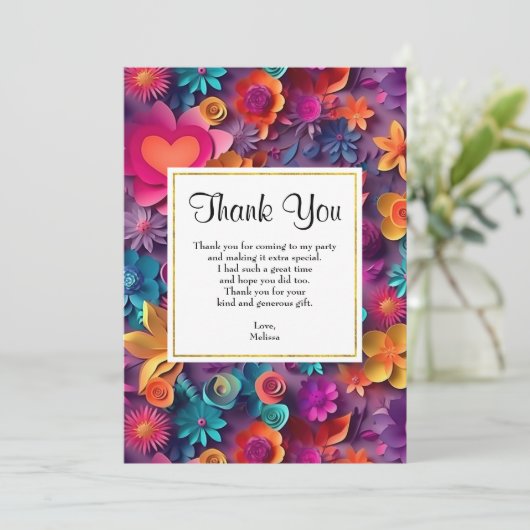 Kleurrijke lente bloemen patroon dank u bedankkaart (Staand voorkant)