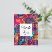 Kleurrijke lente bloemen patroon dank u briefkaart (Staand voorkant)