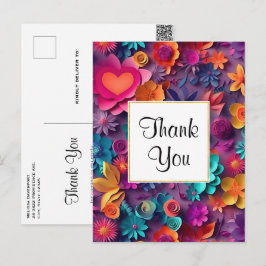 Kleurrijke lente bloemen patroon dank u briefkaart
