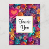 Kleurrijke lente bloemen patroon dank u briefkaart (Voorkant)