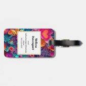 Kleurrijke Lente Bloemen Patroon Monogram Bagagelabel (Achterkant horizontaal)