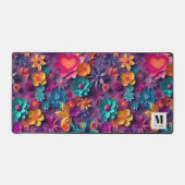 Kleurrijke Lente Bloemen Patroon Monogram Bureaumat (Voorkant)