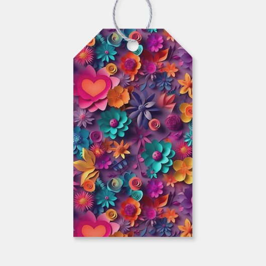 Kleurrijke Lente Bloemen Patroon Party Dank u Cadeaulabel (Achterkant)