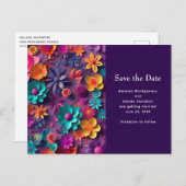 Kleurrijke Lente Bloemen Patroon Save the Date Uitnodiging Briefkaart (Voorkant / Achterkant)