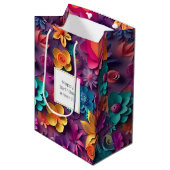 Kleurrijke lente bloemen patroon verjaardag medium cadeauzakje (Voorkant Gekanteld)