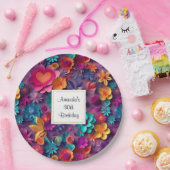 Kleurrijke lente bloemen patroon verjaardag papieren bordje (Feest)