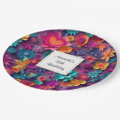 Kleurrijke lente bloemen patroon verjaardag papieren bordje (Gekanteld)