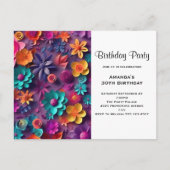 Kleurrijke lente bloemen patroon verjaardag uitnod briefkaart (Voorkant)