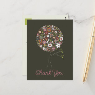 Kleurrijke Lente Bloemen Pop Boom Girly Dank u Briefkaart