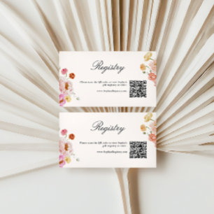 Kleurrijke lente bloemen QR Code Gift Registry Informatiekaartje