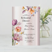 Kleurrijke lente bloemen repetitie diner kaart (Staand voorkant)