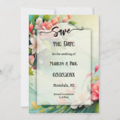 Kleurrijke Lente Bloemen Retro Foto Bewaar de Datu Save The Date (Voorkant)