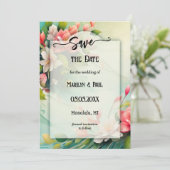 Kleurrijke Lente Bloemen Retro Foto Bewaar de Datu Save The Date (Staand voorkant)