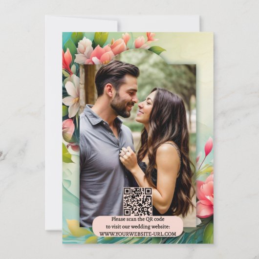 Kleurrijke Lente Bloemen Retro Foto Bewaar de Datu Save The Date (Achterkant)