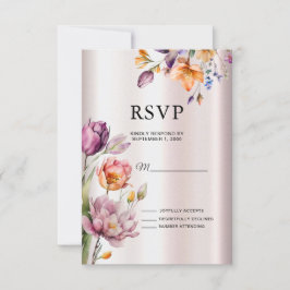 Kleurrijke lente bloemen RSVP kaart
