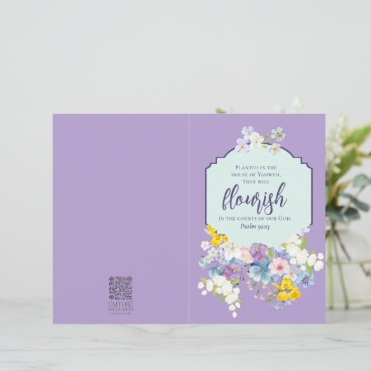 Kleurrijke lente Bloemen Schrift Kerk Bulletin (Staand voorkant)