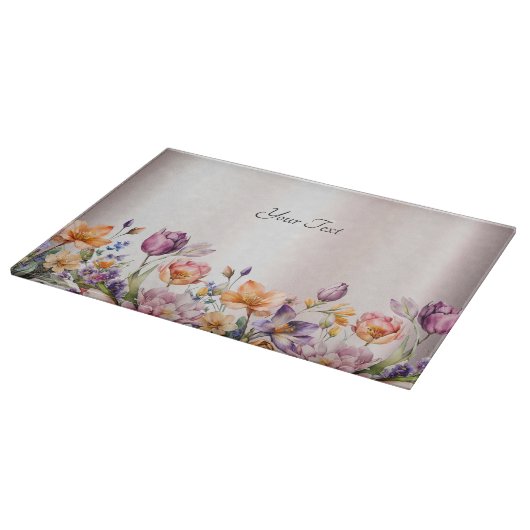 Kleurrijke lente bloemen snijplank (Hoek)