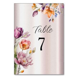 Kleurrijke lente bloemen tafel nummer kaart