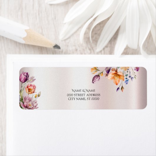 Kleurrijke lente bloemen terug adres label (Insitu)