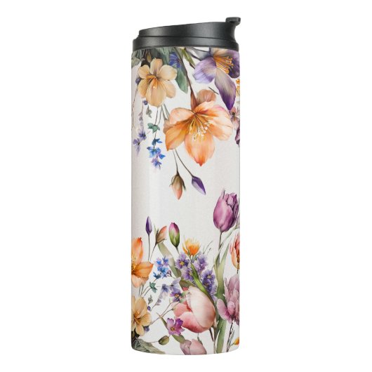 Kleurrijke lente bloemen thermische tuimelaar thermosbeker (Gedraaid links)