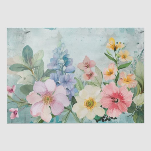 Kleurrijke Lente Bloemen Tissuepapier (Voorkant)