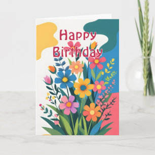 Kleurrijke lente bloemen verjaardag kaart