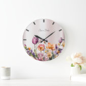 Kleurrijke lente bloemen wandklok (Huis)
