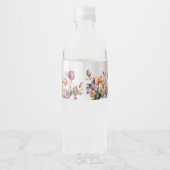 Kleurrijke lente bloemen water fles label waterfles etiket (Achterkant)