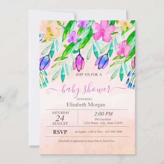 Kleurrijke Lente Bloemen Waterverf Kaart (Voorkant)