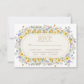 Kleurrijke Lente Bloemen Wildflower Tuin Bruiloft RSVP Kaartje (Voorkant)