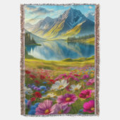 Kleurrijke lente / bloemenbergmeer deken (Voorkant Verticaal)