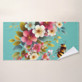 Kleurrijke, lente/bloemenbij badhanddoek (Badhanddoek)