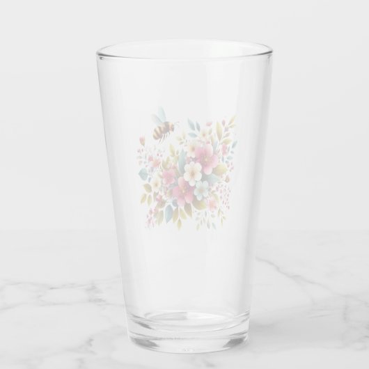 Kleurrijke, lente/bloemenbij glas (Achterkant)