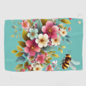 Kleurrijke, lente/bloemenbij golfhanddoek (Horizontaal)