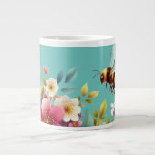 Kleurrijke, lente/bloemenbij grote koffiekop (Voorkant)