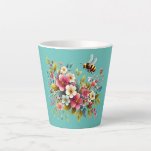 Kleurrijke, lente/bloemenbij latte mok
