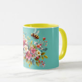 Kleurrijke, lente/bloemenbij mok (Voorkant rechts)