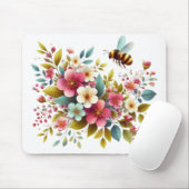 Kleurrijke, lente/bloemenbij muismat (Met muis)