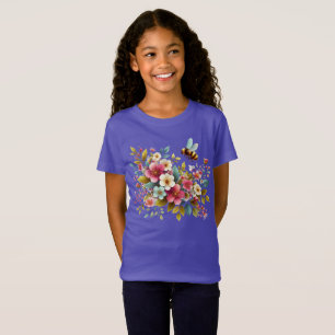 Kleurrijke, lente/bloemenbij t-shirt