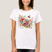 Kleurrijke, lente/bloemenbij t-shirt (Voorkant)