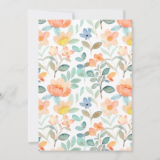 Kleurrijke lente bloemenbruiloft uitnodiging (Achterkant)